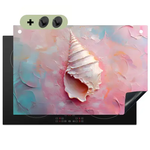 Schelp - Pastel - Pink Inductie beschemer met haakjes klein -3d