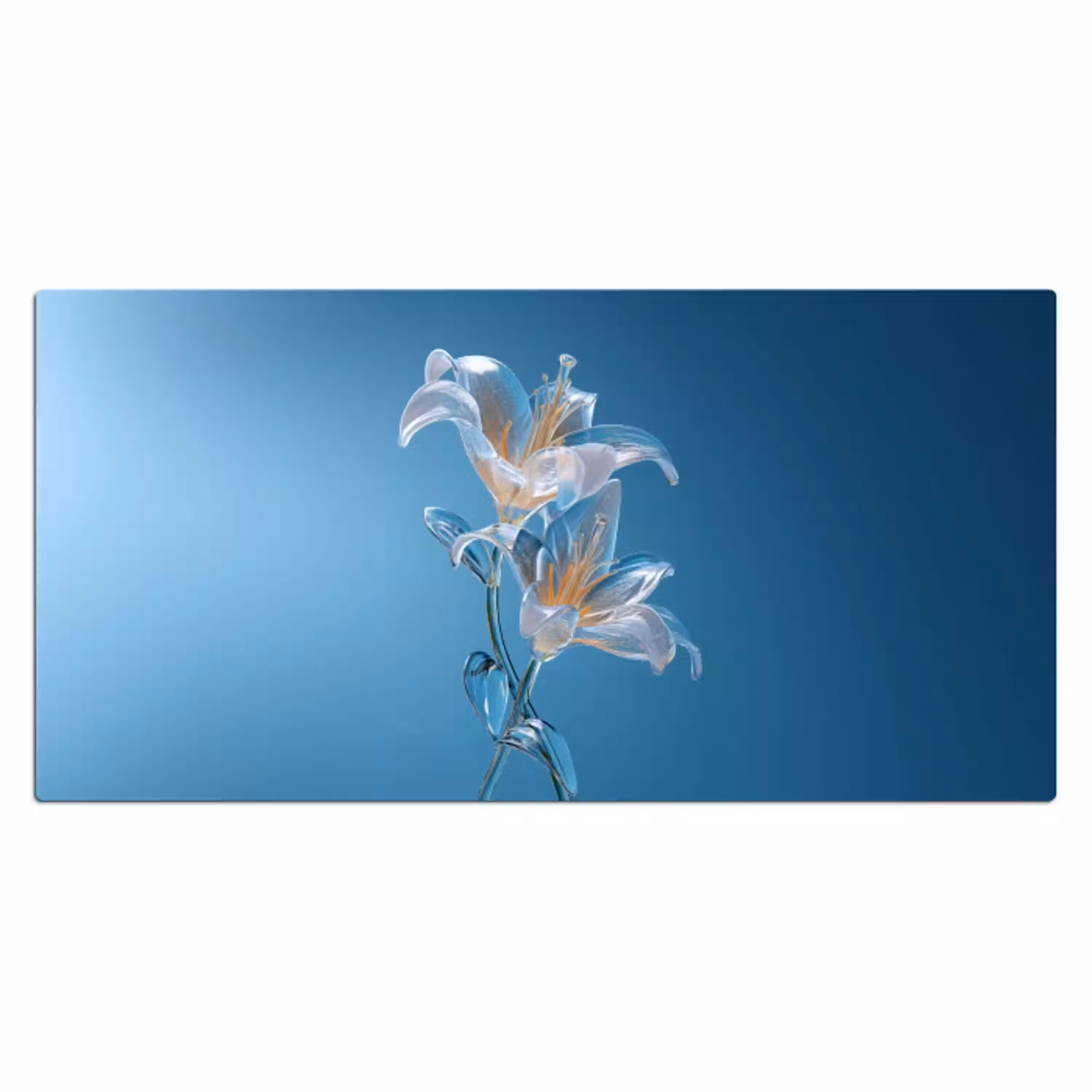 Lelies - Blauw - Glazen Muismat XXL klein -3d_leeg