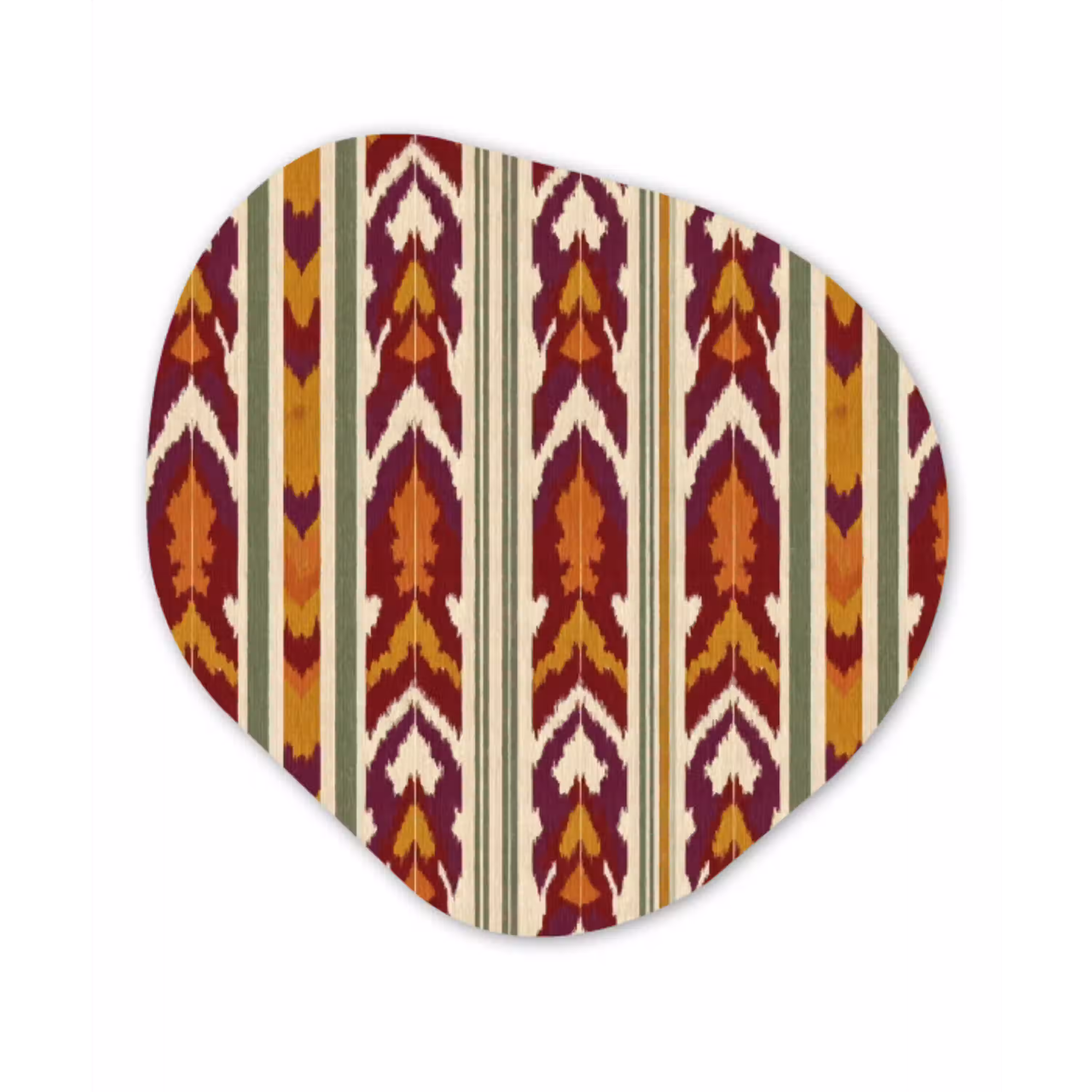 Ikat - Bordeauxrood - Etnisch - Patroon Wandcirkel Organisch Forex 3mm klein 629 -3d