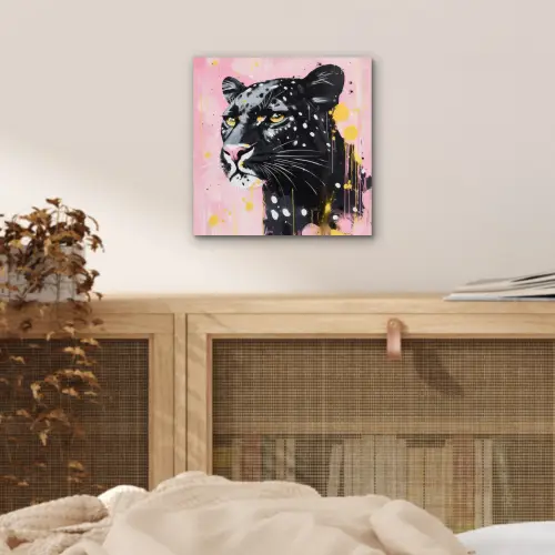 Zwart - Panter - Roze - Abstract aluminium wit klein -sfeer3