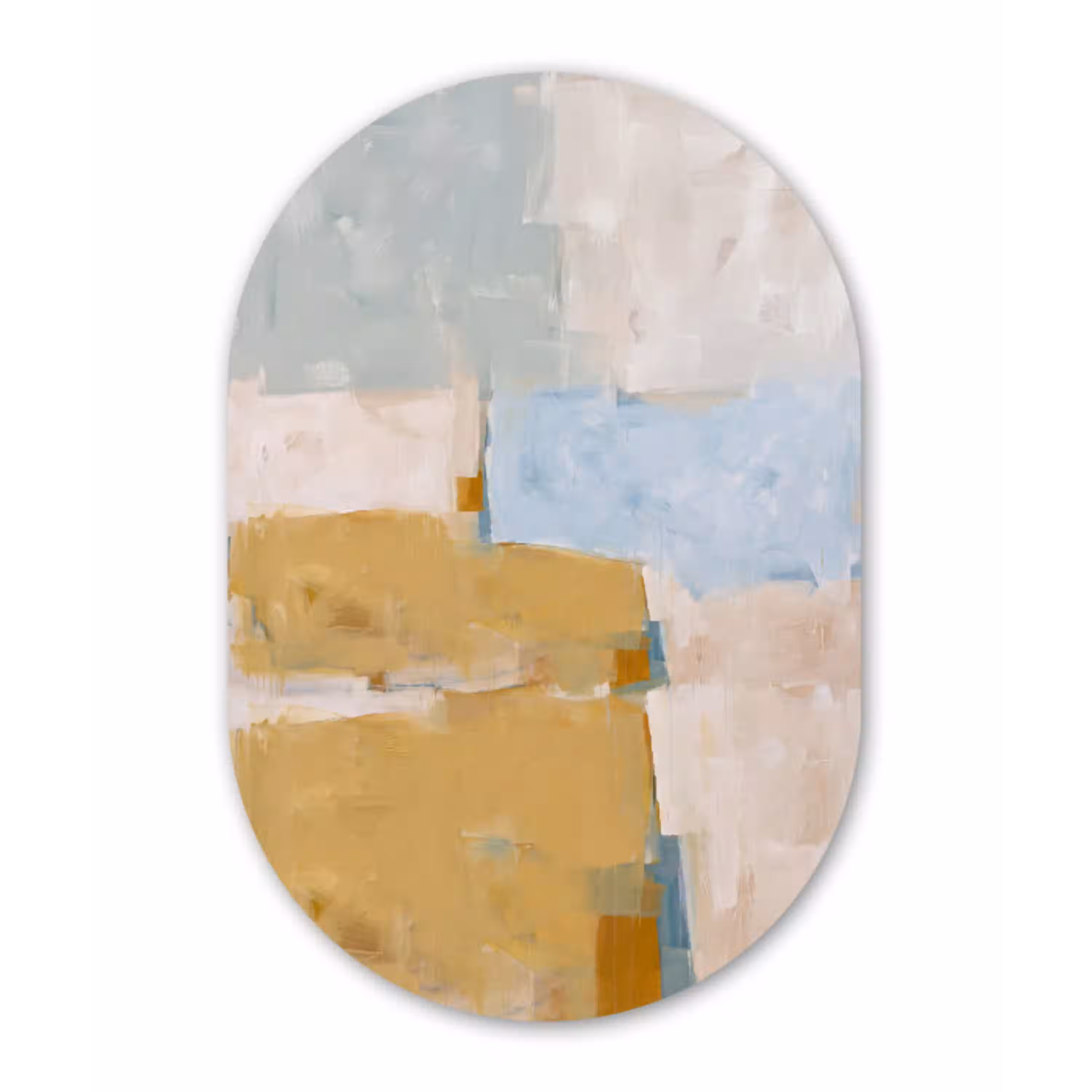 Abstract - Kleuren - Kunst - Modern - Blauw Wandcirkel Ovaal Aluminium middel -3d