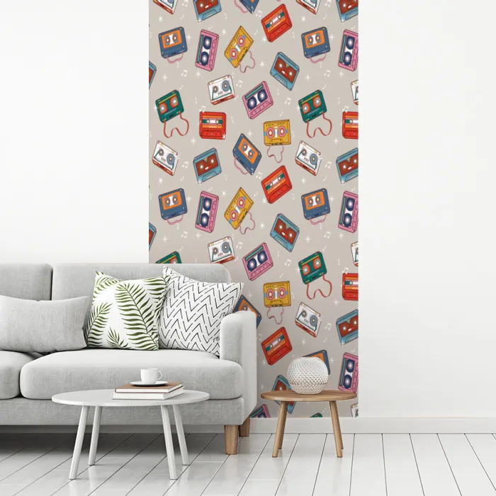 Muziek - Cassette - Patroon fotobehang vinyl groot 64 -woonkamer