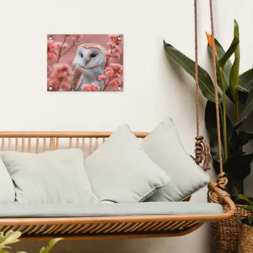 Kerkuil te Midden van Bloesems tuinposter los doek klein -sfeer7