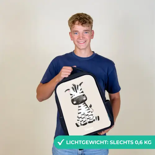 Zebra portrettekening met beige achtergrond Rugzak - Zwart middel -sfeer7_NL