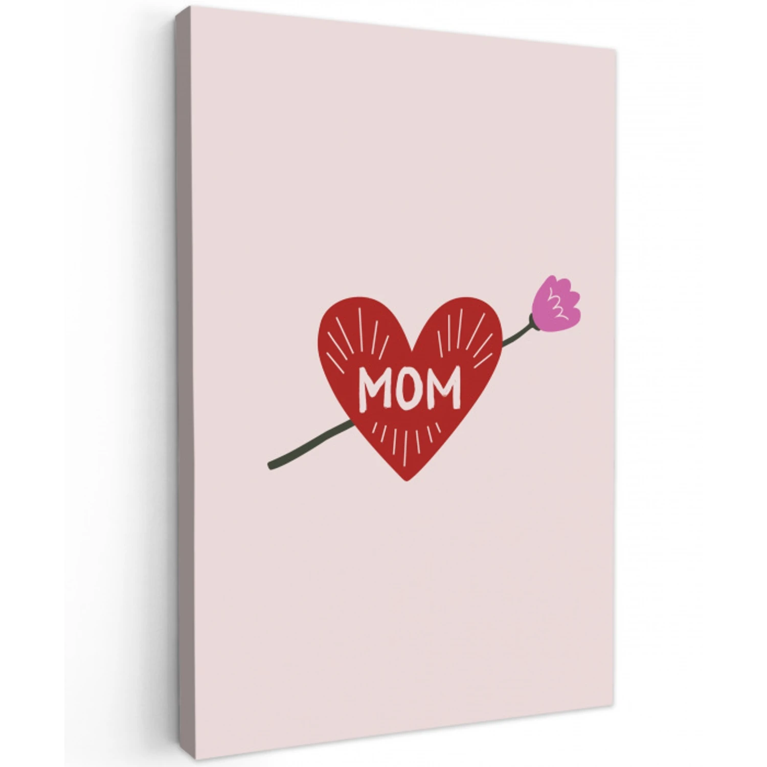 Hart - Rood - Bloem - Moeder Tuinposter op houten frame 2 cm dik middel -3d