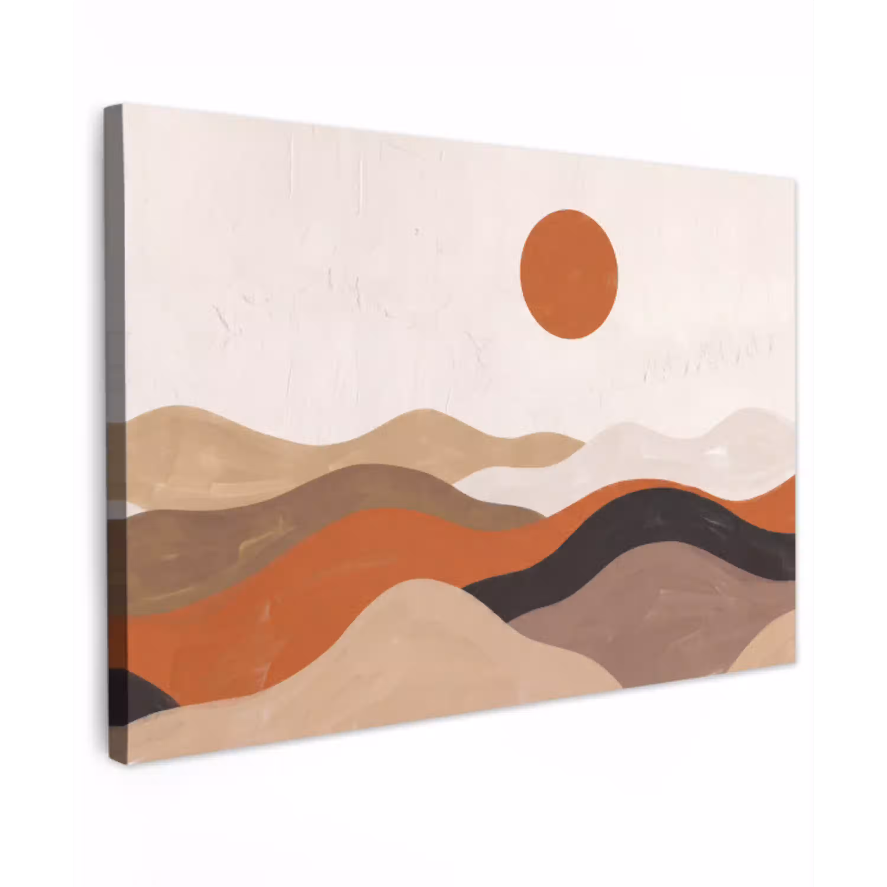 Landschap - Heuvels - Zon - Abstract - Oranje canvas 2cm klein -z3d