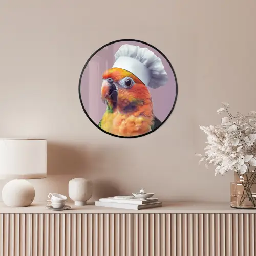 Papegaai - Koksmuts - Nieuwsgierig - Vogel Fotolijst rond zonder passe partout klein -sfeer3