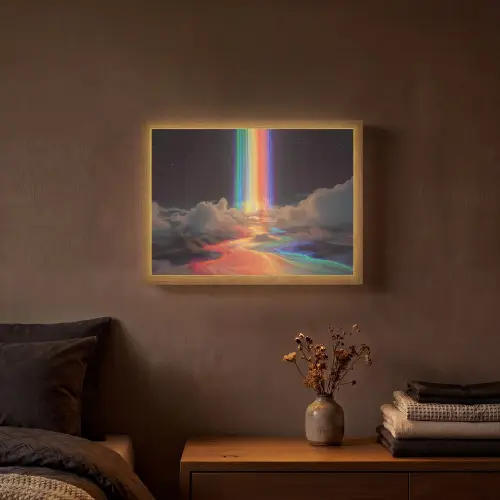 Regenboog - Verticaal - Sterrenhemel - Wolken Light Box met batterij (Wandlamp) middel -sfeer4