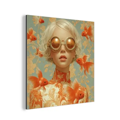 Goudvissen - Oranje - Vrouw - Blond aluminium wit klein -3d