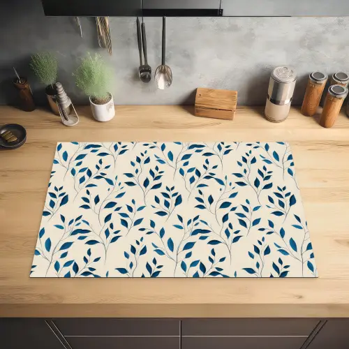Patroon - Blauw- Beige Inductie beschermer vinyl 3mm klein 276 -sfeer5