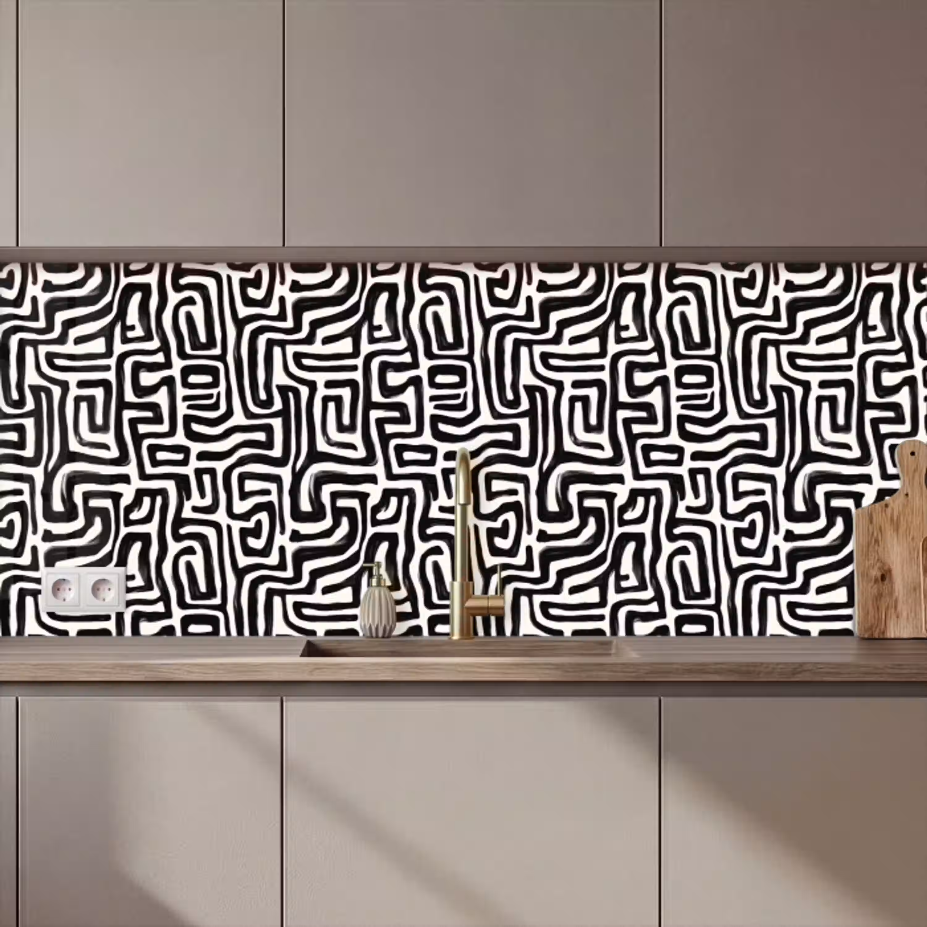 Grafisch - Lijnen - Zwart - Wit keuken achterwand 2 middel 871 zz_3dshopping
