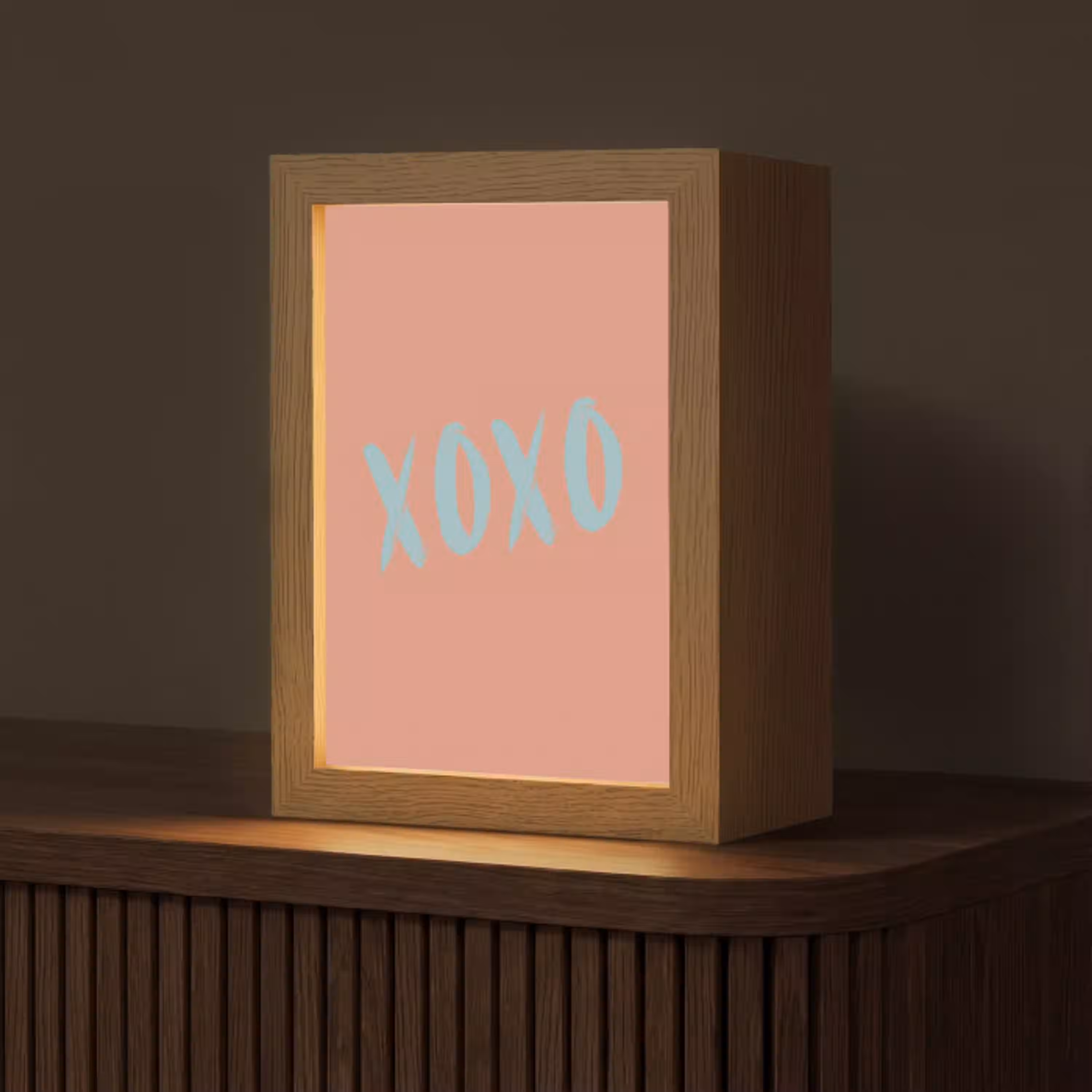 XOXO - Blauw - Perzikkleur Light Box met kabel (Tafellamp) klein -z3d_website