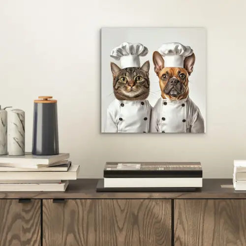 Kat - Hond - Kokskleding aluminium wit klein -sfeer1