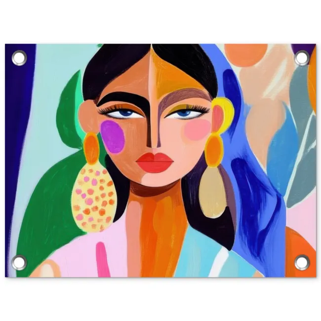 Portret - Vrouw - Modern tuinposter los doek klein -3d