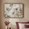Bloemen - Winter - Wit - Sneeuw - Beige Textielframe zwart klein -sfeer1