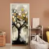 Boom - Abstract - Beige - Goud - Zwart deurposter klein -sfeer1