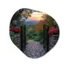 Landschap - Hek - Pad - Zonsondergang - Natuur Wandcirkel Organisch Plexiglas middel -3d