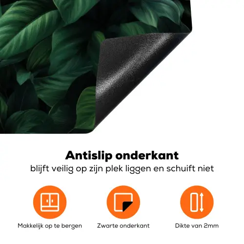Bladeren - Ovaal - Groen - Nerven Inductie beschermer vinyl 3mm klein -zzzzzzz-td-onderkant