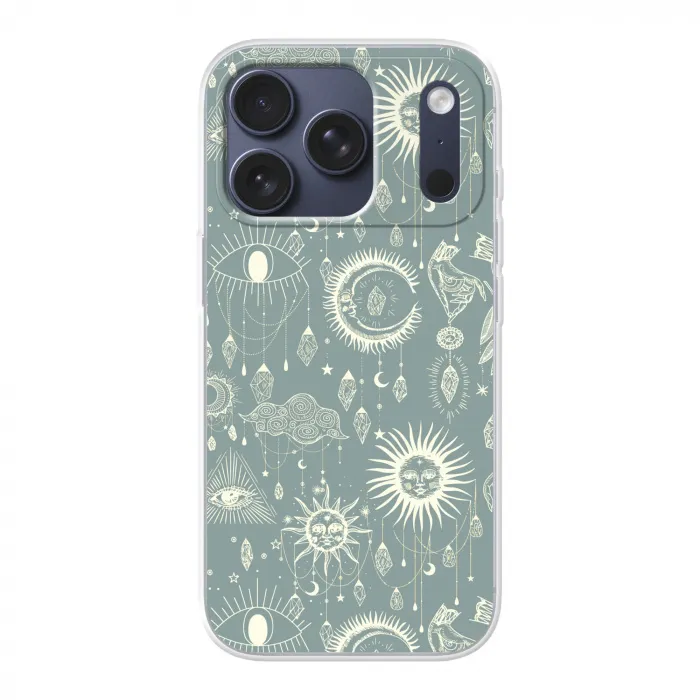 Boho - Print - Blauw - Zon - Ogen - Zen Telefoonhoesje iPhone 17 Pro klein -3d