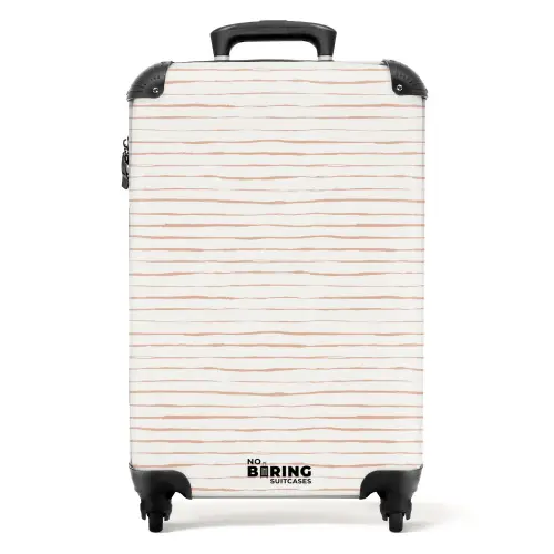 Onregelmatige terracottalijnen op lichtbeige ondergrond NBS - Handbagage koffer - Volwassenen Unisex middel -productfoto_recht