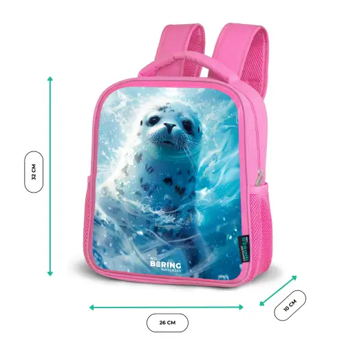 Zeehondenpup in helderblauw water Kinderrugzak - Roze middel -productfoto_formaten