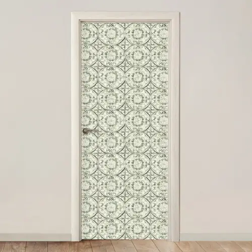 Krulornament - Tegel - Groen deurposter klein 289 -3d_beige