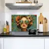 Vrouw - Bloemen - Vlinders - Natuur - Vintage Inductie beschemer met haakjes klein -sfeer2