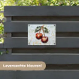 Kersen - Rood - Mozaïek - Blaadjes tuinposter los doek klein -sfeer3