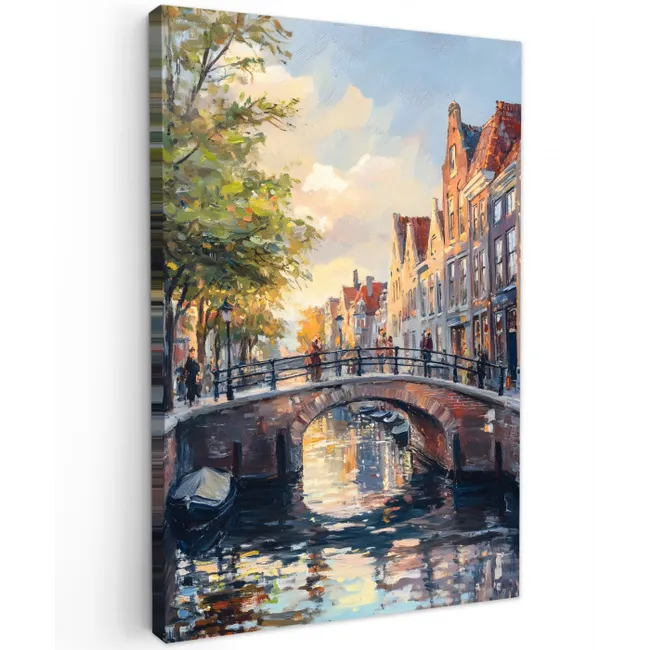 Brug - Stad - Huizen - Boot canvas 2cm klein -z3d