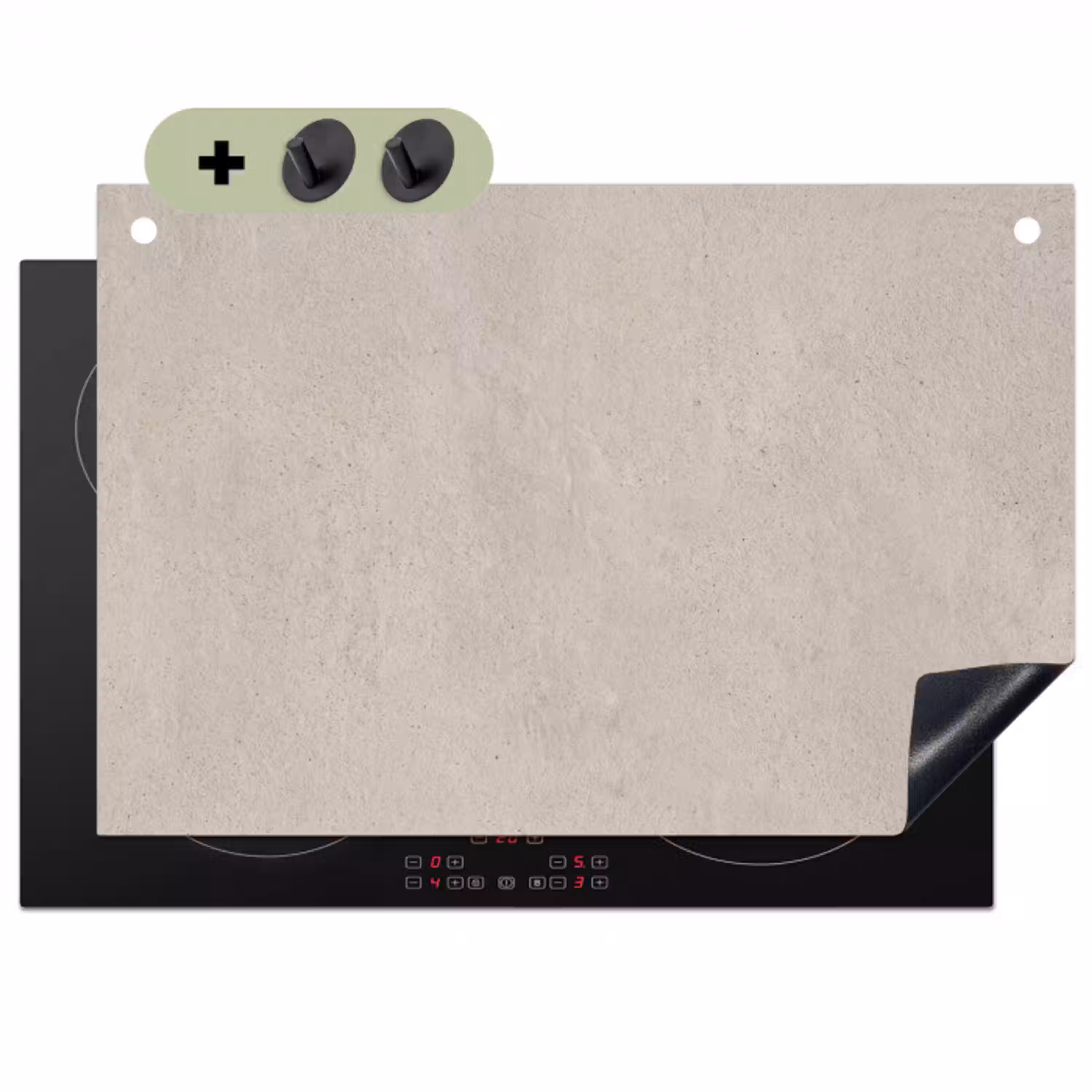Textuur - Effen - Abstract - Beige Inductie beschemer met haakjes klein -3d