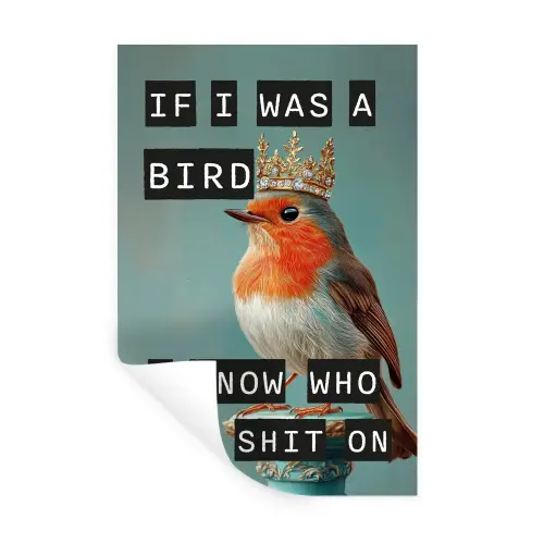 Roodborstje - Vogel - Blauw - Decoratie Muursticker klein -3d