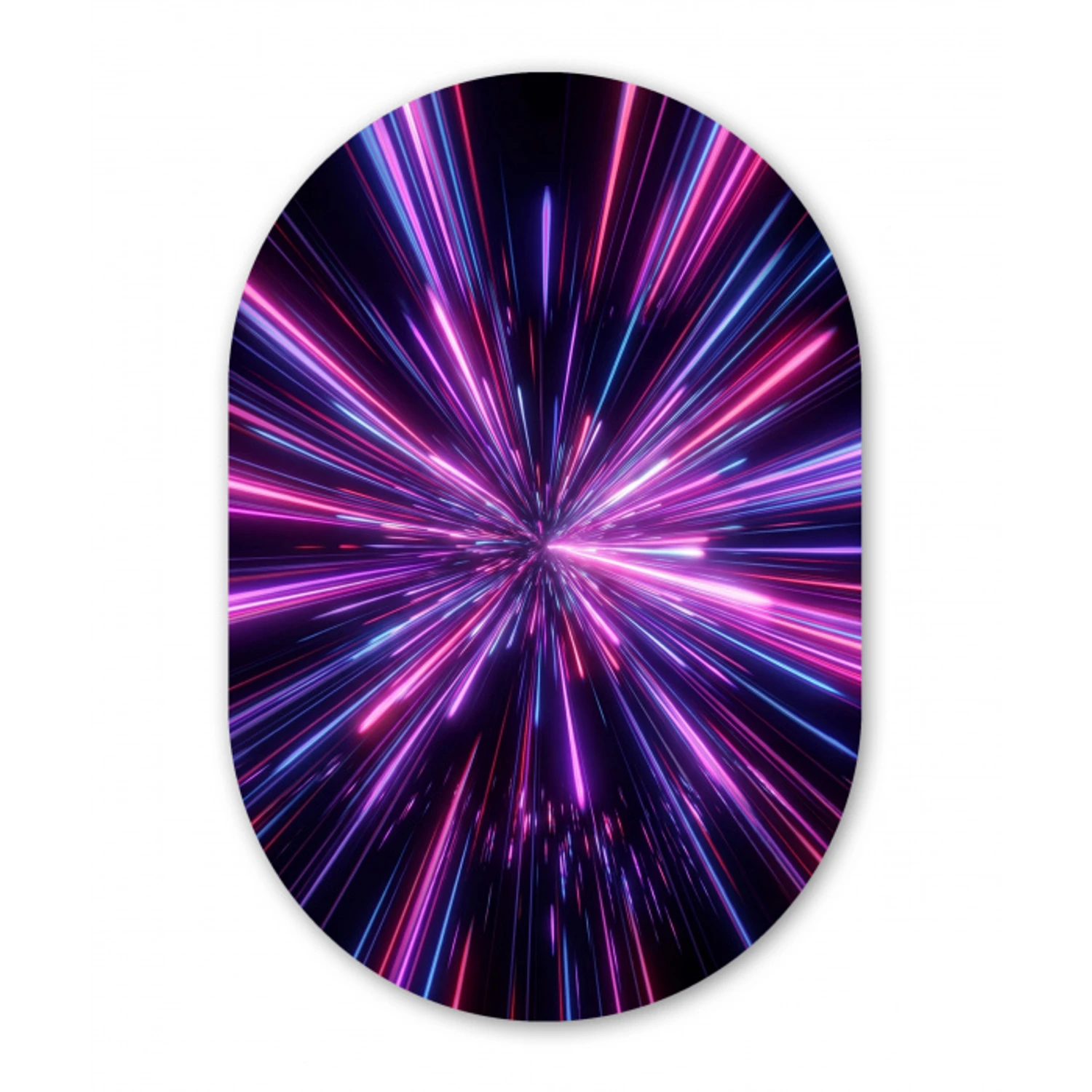 Lichtsnelheid - Ruimte - Roze - Paars Wandcirkel Ovaal Aluminium middel -3d