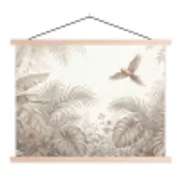 Papagaai - Jungle - Tropisch textielposter latten blank klein -3d