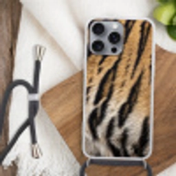 Tijgervacht - Klassiek - Zwart Hoesje iPhone 16 Pro Max met koord klein -sfeer4