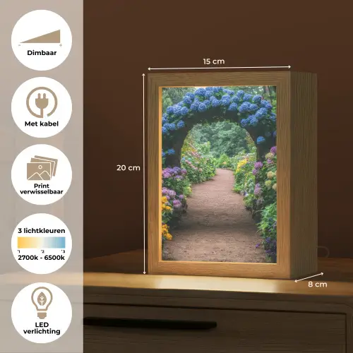 Doorkijk - Bloemen - Hortensia - Pad Light Box met kabel (Wandlamp) klein -USP_websiteoverzichtNL