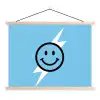 Smiley - Blauw - Bliksem textielposter latten blank klein -3d