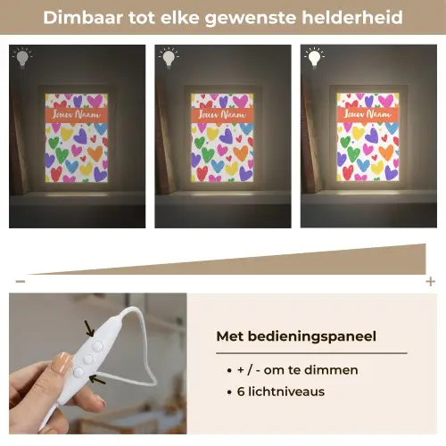 Hartjes - Patroon - Kleurrijk Light Box met kabel (Kinderlampje) klein -USP_dimbaarNL