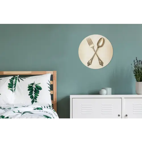 Beige - Vintage - Bestek Wandcirkel aluminium klein -slaapkamer