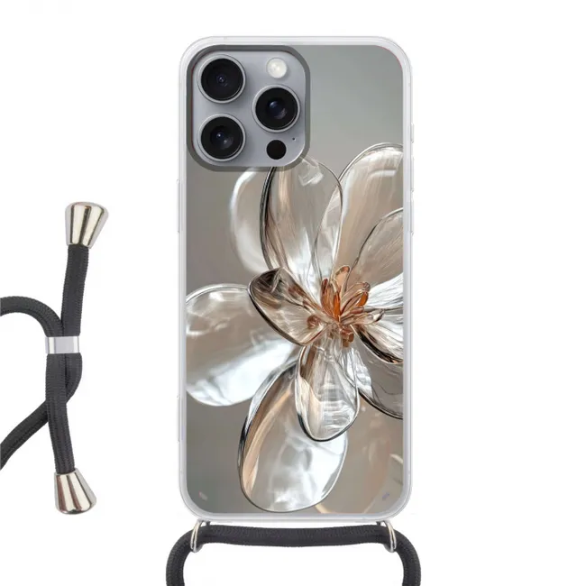 Telefoonhoesje met koord - Bloem - Glazen - Doorzichtig