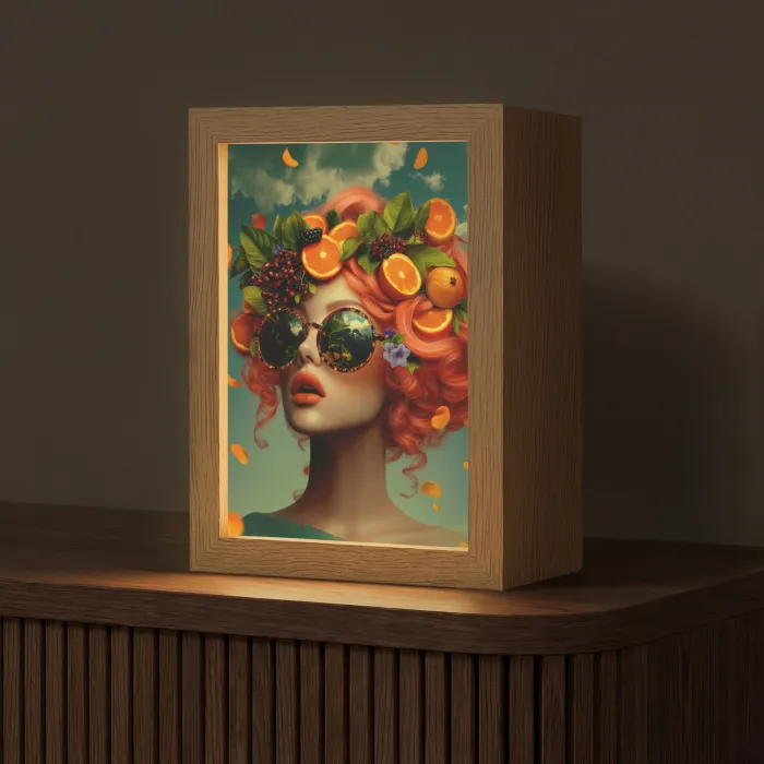 Vrouw - Sinaasappel - Bessen - Oranje Light Box met kabel (Tafellamp) klein -z3d_website