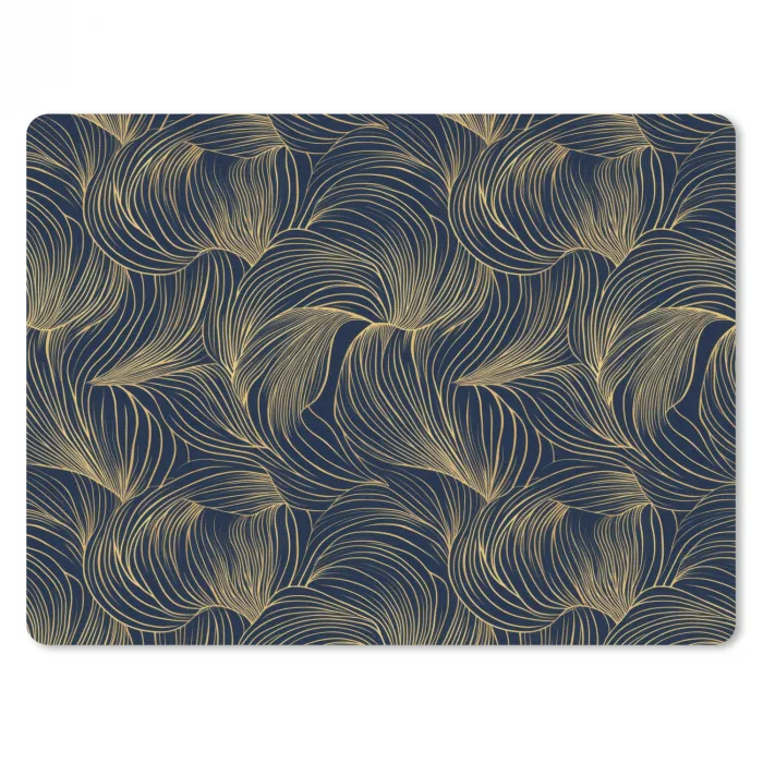 Abstract - Lijnen - Blauw - Goud muismat rubber klein 262 -3d