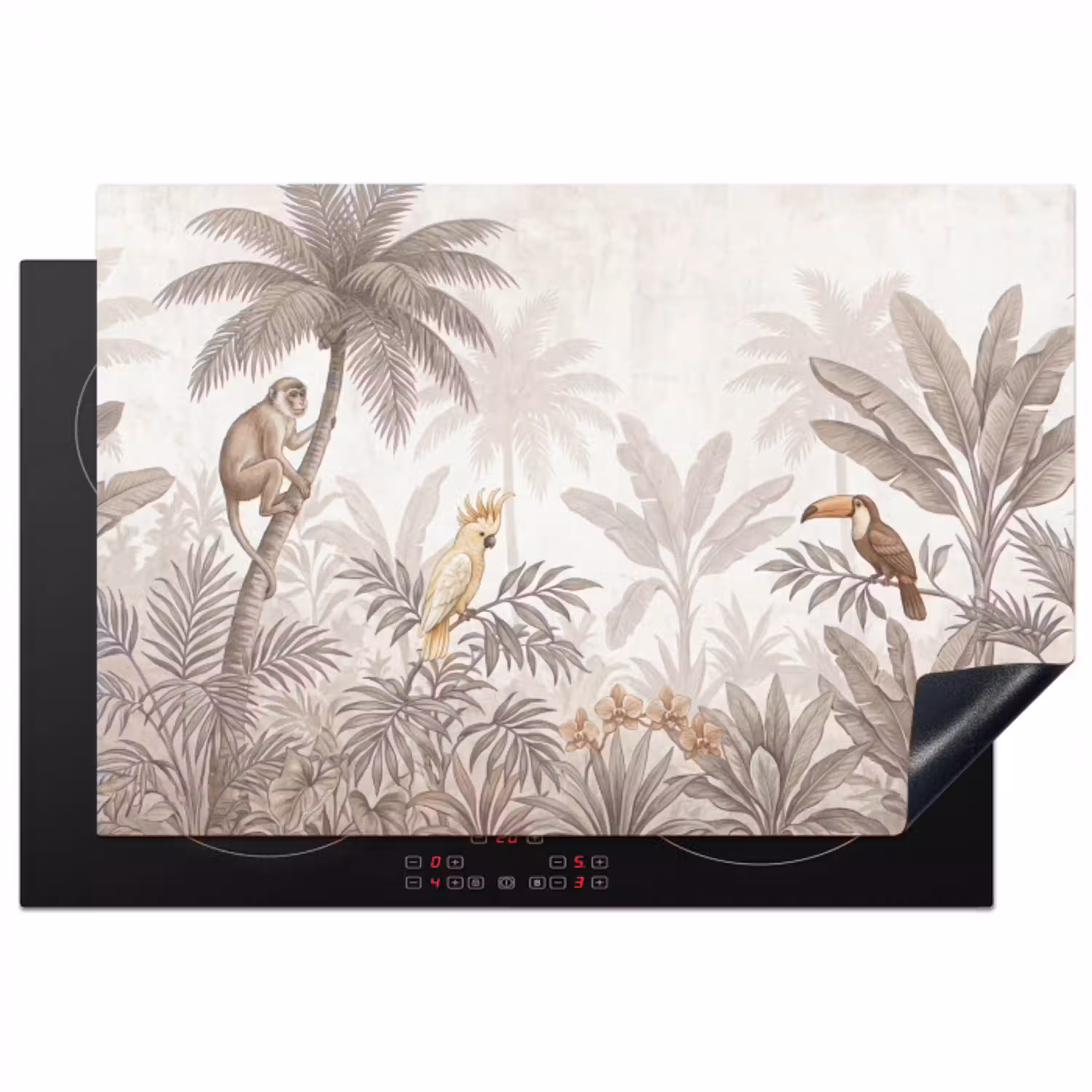 Jungle - Dieren - Palmbomen Inductie beschermer vinyl 3mm klein -3d