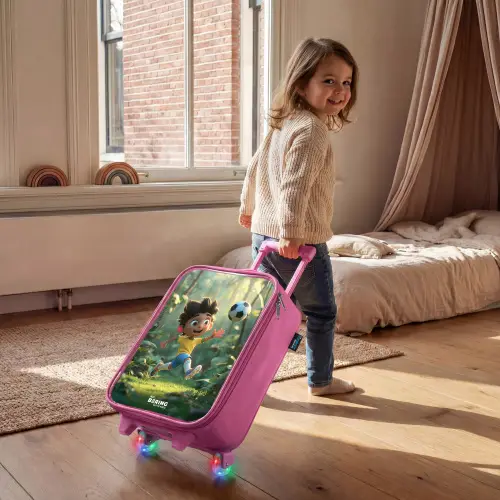 Voetbal - Jongen - Bos Kinderkoffer - Roze klein -sfeer1