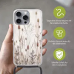 Weidebloemen - Design - Sepia Hoesje iPhone 16 Pro Max met koord klein -sfeer2_DE