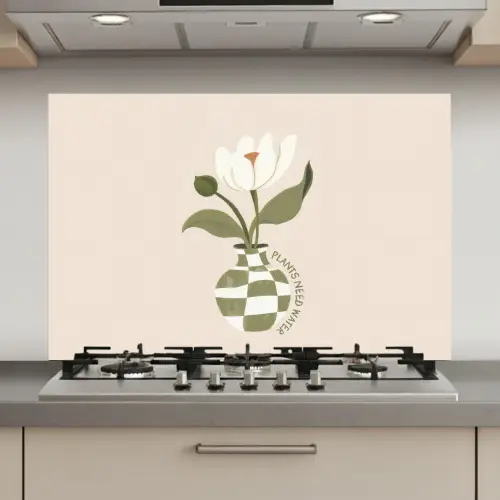 Bloem - Wit - Vaas - Quote keuken achterwand spatscherm klein -3d_website