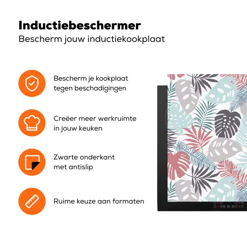 Bladeren - Jungle - Pastel - Tropisch Inductie beschermer vinyl 3mm klein -zzzzzzz-td-ups