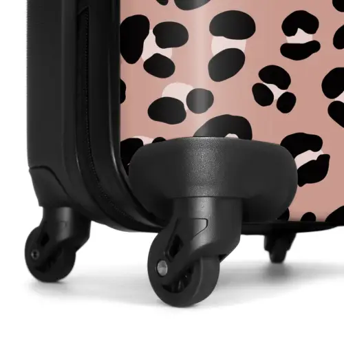 Panterprint op roze achtergrond NBS - Handbagage koffer - Volwassenen Unisex middel -wiel