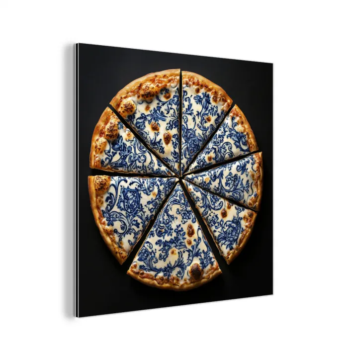 Pizza - Eten - Delftsblauw aluminium wit klein -3d