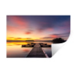 Steg - Sonnenuntergang - Wasser - Meer - Spiegelung Muursticker klein -3d