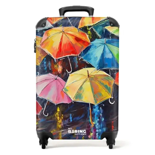 Paraplu's - Schilderij - Kunst - Regenboog NBS - Handbagage koffer - Unisex middel -productfoto_recht